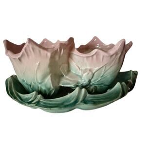 VERY rare McCoy Pottery HUMMINGBIRD double cache planter Pink Green 10+Inch
